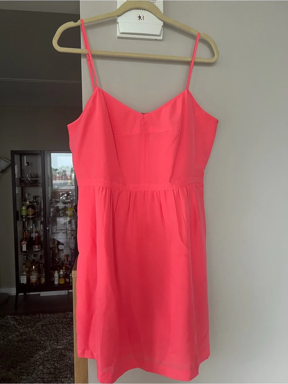 J. Crew Bright Coral Pink Spaghetti Strap Dress
